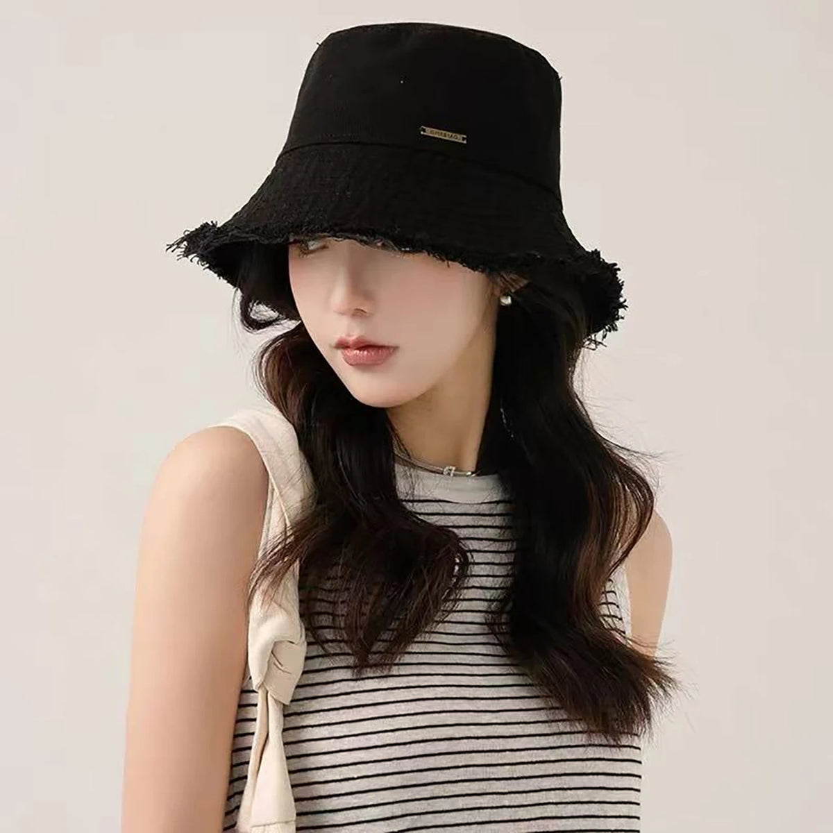 Trendy Frayed Edge Bucket Hat For Women Autumn