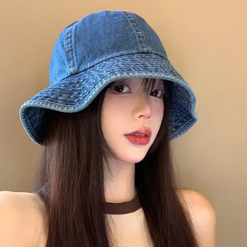 Retro Harajuku Style Denim Bucket Hats