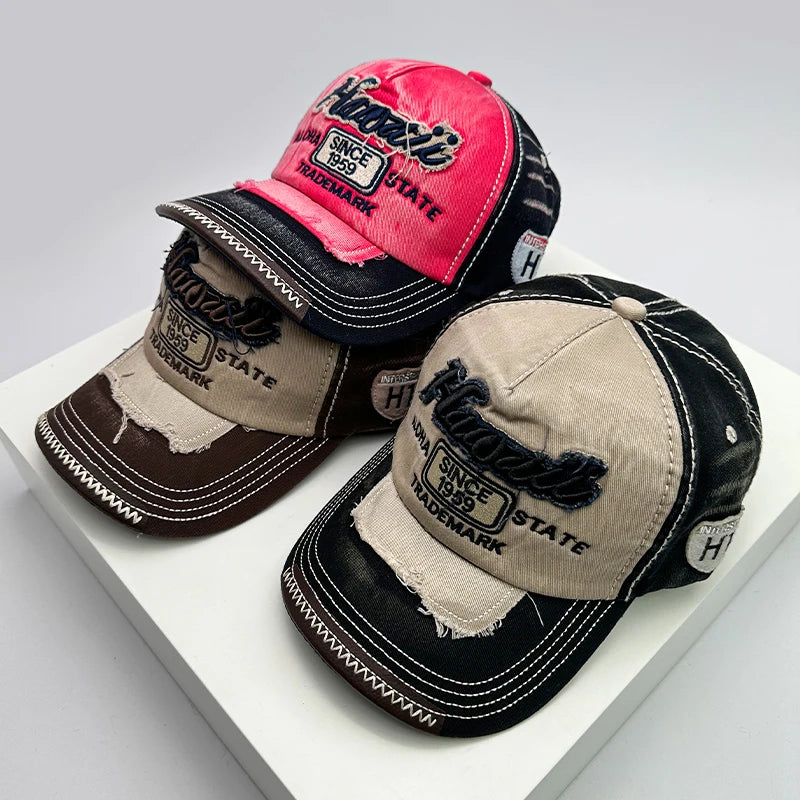 Korean Vintage Washing Men Women Baseball Hats Cotton Snapback Caps