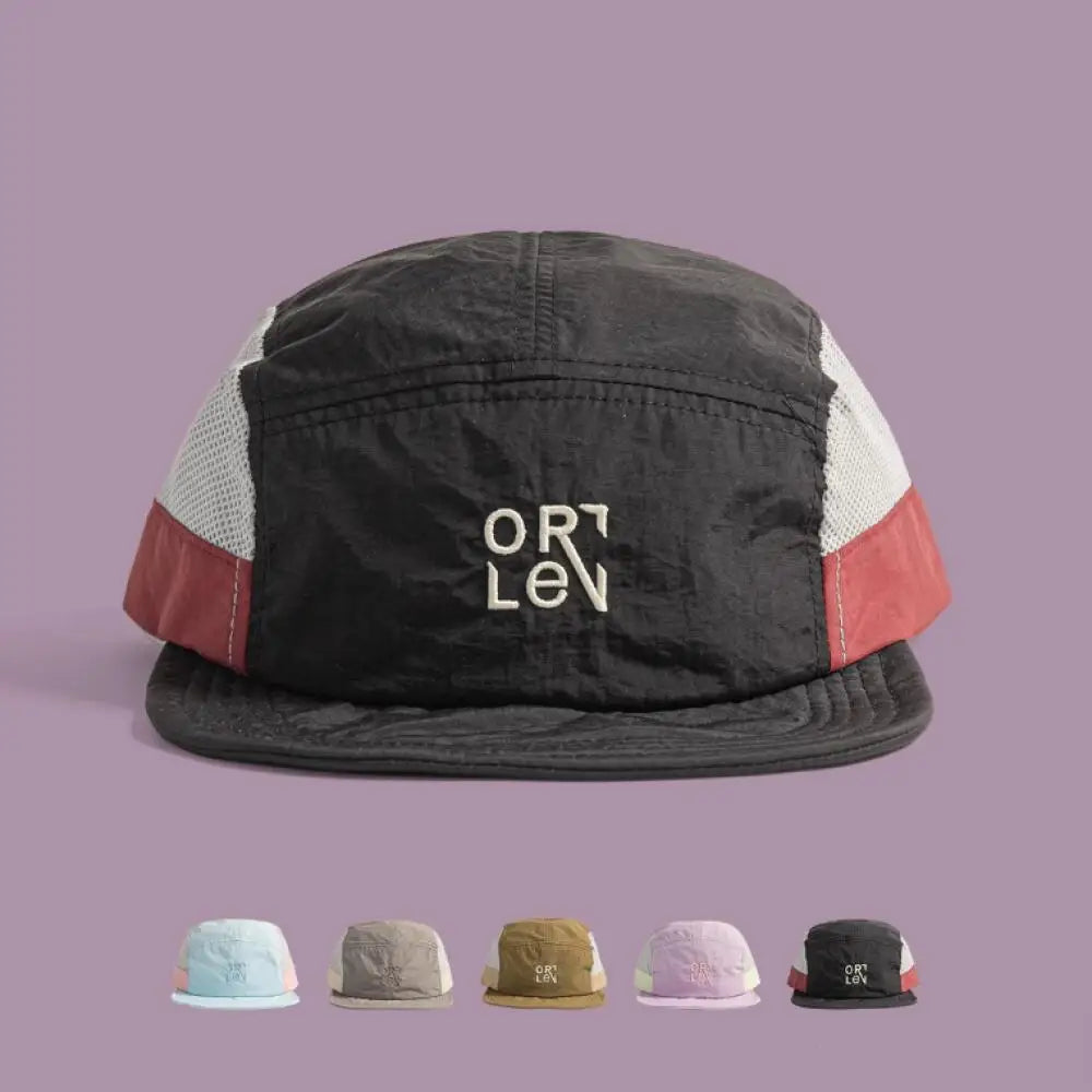 Breathable Mesh 5 Panel Baseball Cap Nylon Color Embroidered Adjustable