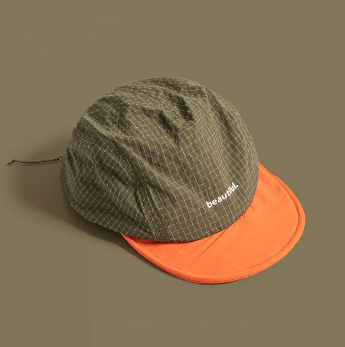5 Panel Baseball Cap Short Brim Nylon Adjustable Drawstring Sun Hat