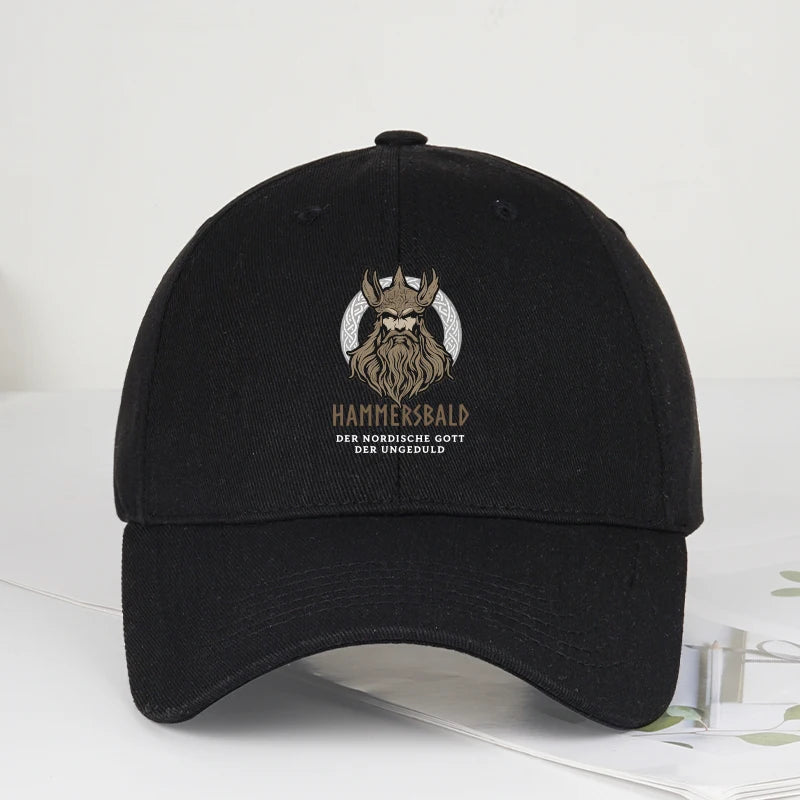Hammers Bald Printed Baseball Cap Soft Comfortable Lightweight Breathable Adjustable Retro Viking Style
