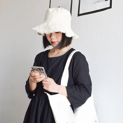 2025 Cotton Fashion Korean Casual Ladies Flat Tassel Bucket Cap