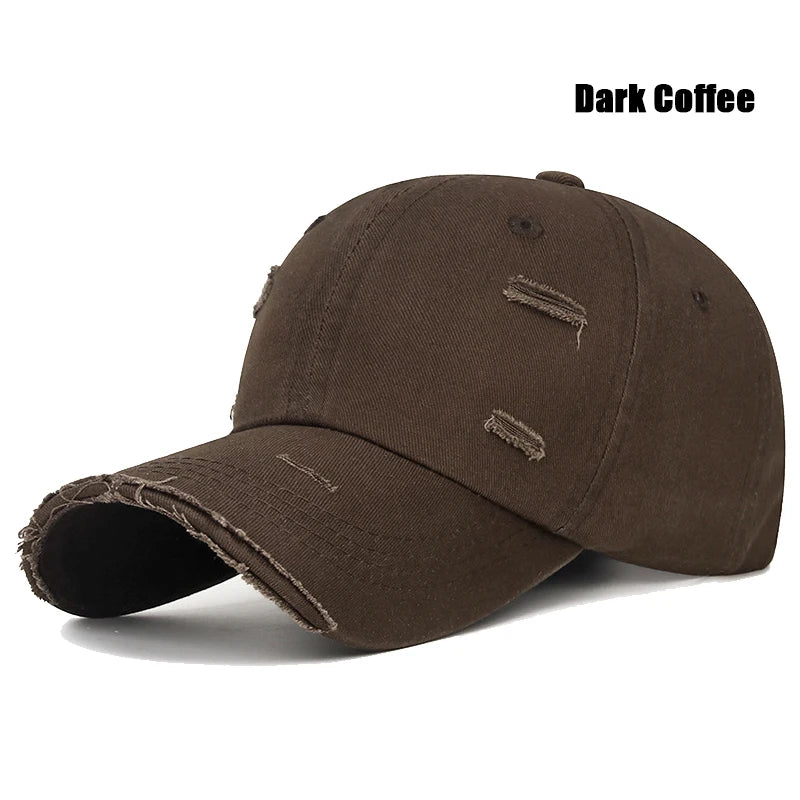 Fashion Unisex Distressed Design Style Solid Color Cotton Baseball Cap