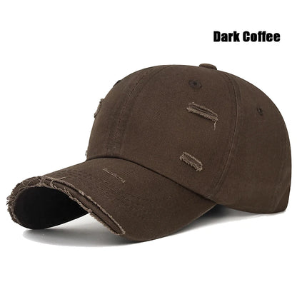 Fashion Unisex Distressed Design Style Solid Color Cotton Baseball Cap