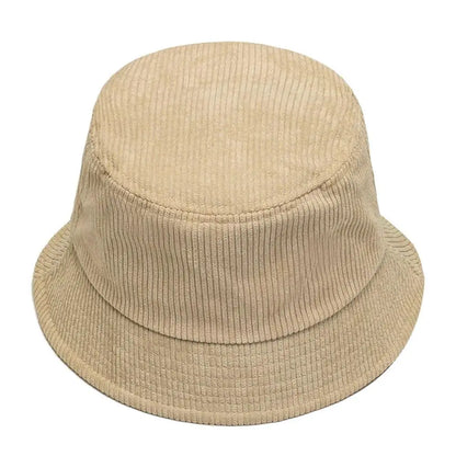 Women Winter Bucket Hat Corduroy Faux Fur Warm Fisherman Cap