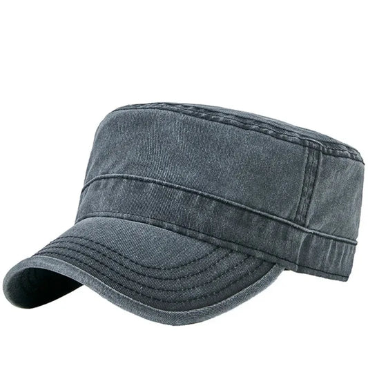 2023 Spring Summer Dad Pure Cotton Leisure Flat Top Military Hat