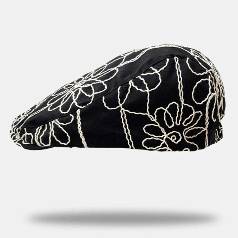 Fashion Retro Forward Cap Flower Embroidery Korean Style Beret
