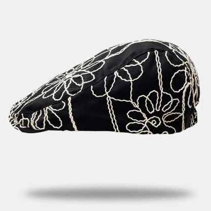 Fashion Retro Forward Cap Flower Embroidery Korean Style Beret