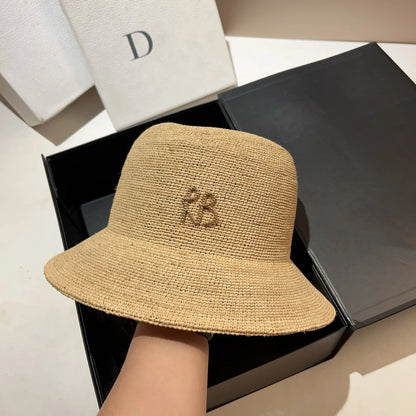 Raffia Straw Bucket Hat Women Summer Bikini Beach Hat Female Korean