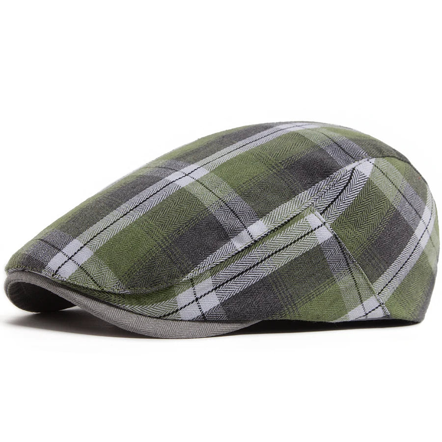 Summer Plaid Thin Beret Women Men Fashion Vintage Visor Hat