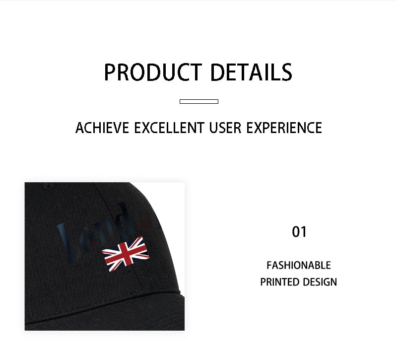 London Union Jack Print Baseball Cap British Vintage Minimalist Style Daily Commute City Stroll