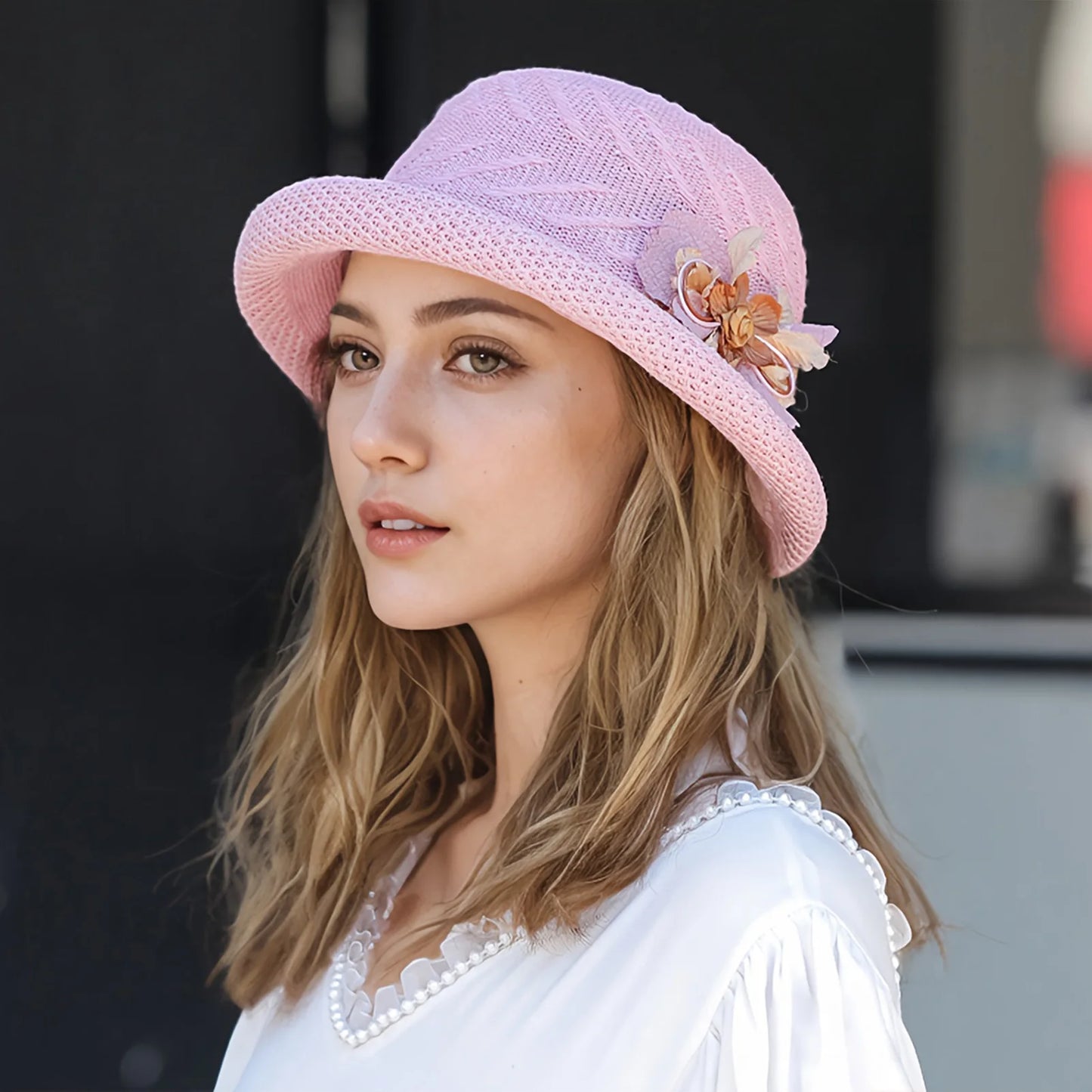 Women Summer Sun Hat Flower Bucket Hats