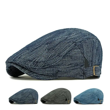Spring And Autumn Cotton Stripe Print Newsboy Caps