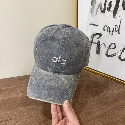 New Retro Lettering Tie-Dye Denim Baseball Cap