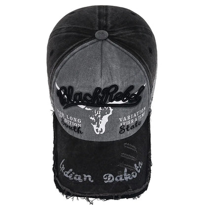 Four Seasons Baseball Cap Casual Wash Embroidered Cap Curved Brim Bowler Sun Hat Vintage distressed