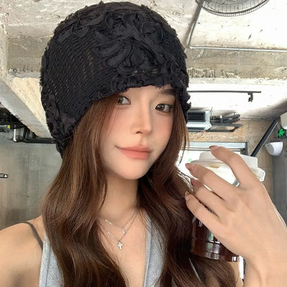 Spring And Summer New Korean Style Three-Dimensional Floral Beanie