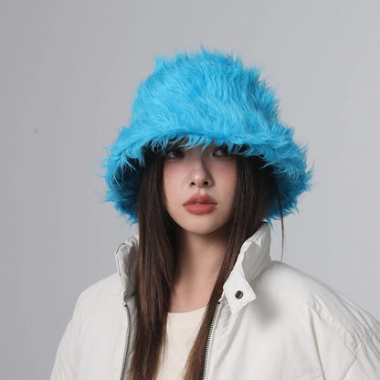 2024 Barrel Caps Funny Fashion Autumn Winter Leopard Fur Bucket Hats