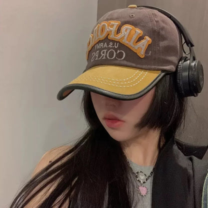 Unisex Cap U.S.ARMY Embroidery Vintage Leather Edging Baseball Cap Men Women