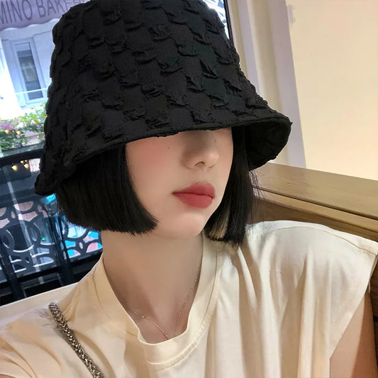 Lace Women Bucket Hat Solid Color Summer Thin Panama Fisherman Hats