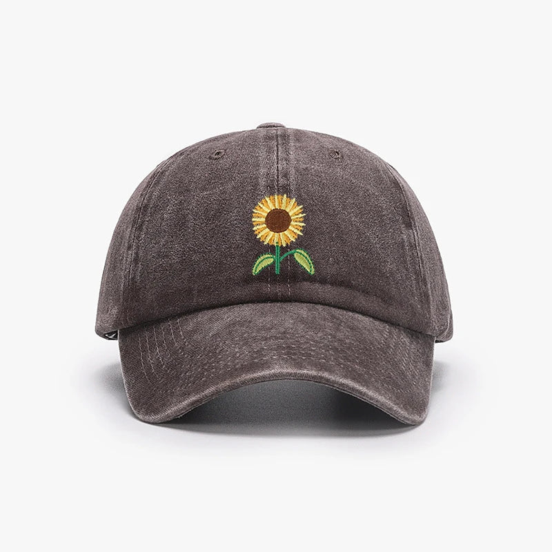 Sunflower Baseball Cap Embroidered Plant Dad Trucker Hat