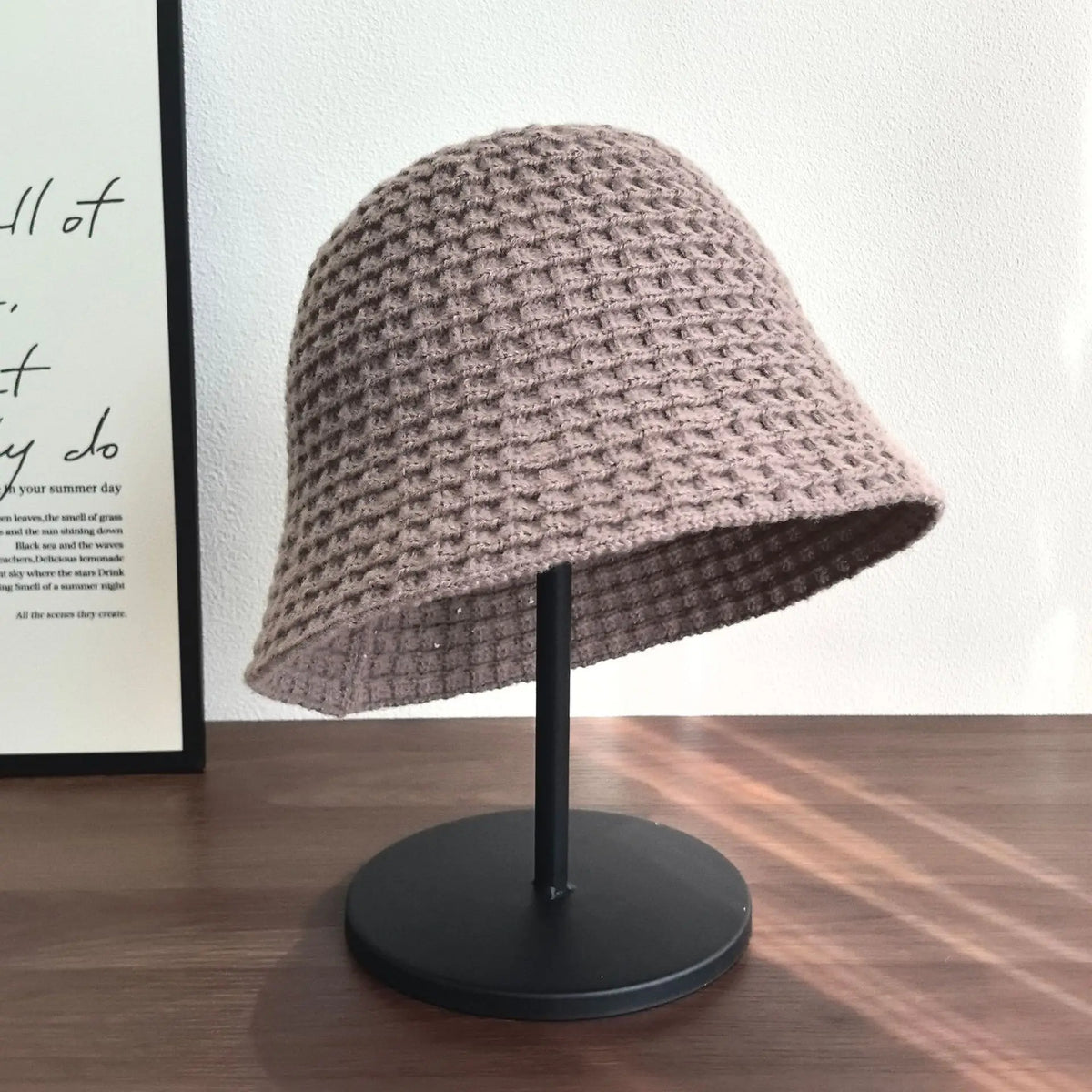 Waffle Knit Bucket Hat Vintage Versatile Fisherman Hat