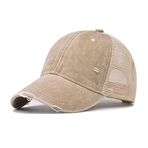 Cotton Washed Distressed Mesh Breathable Summer Baseball Cap
