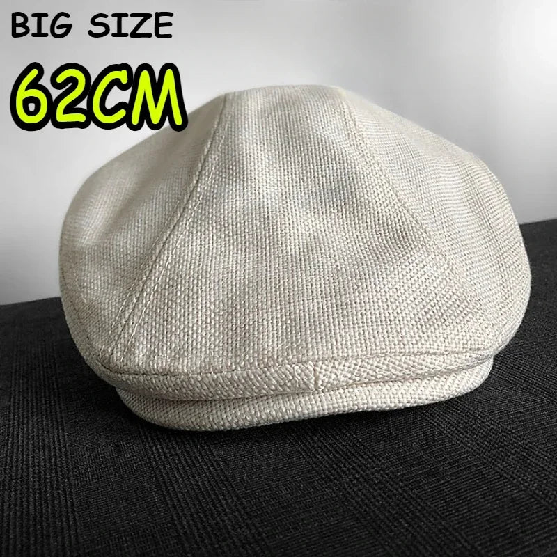 Big Size Summer Linen Solid Newsboy Caps