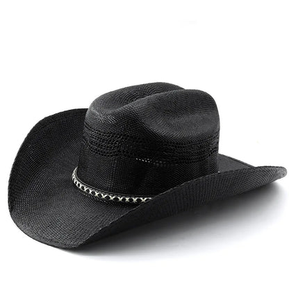 Handwoven Braided Fedora Hat - Breathable Western Cowboy & English Style