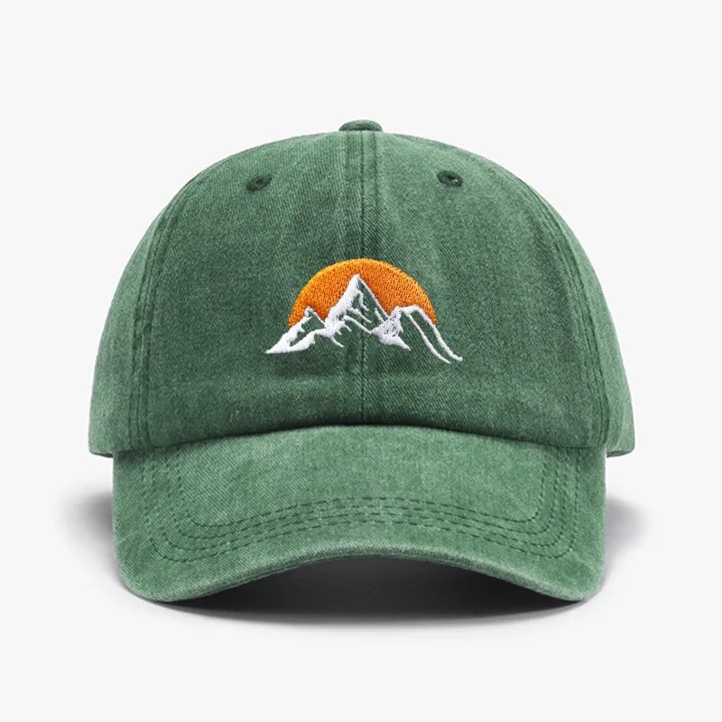 Unisex Embroidered Sunset Baseball Hat, Solid Color Adjustable Outdoor
