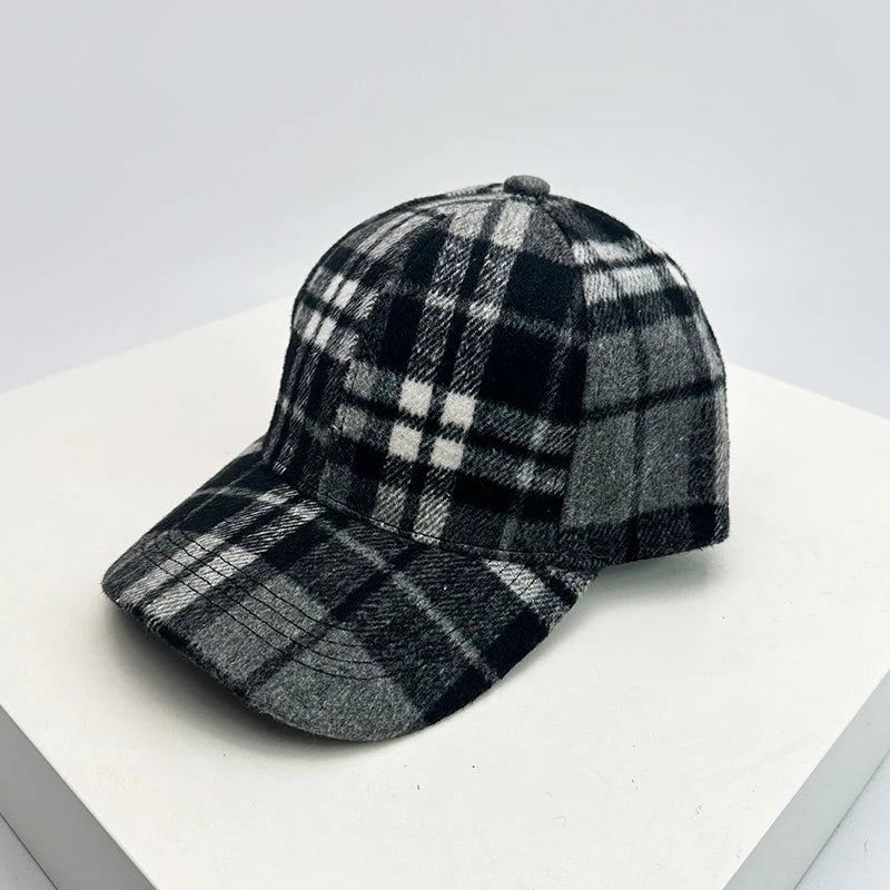 New Unisex British Style Plaid Color Block Baseball Hats