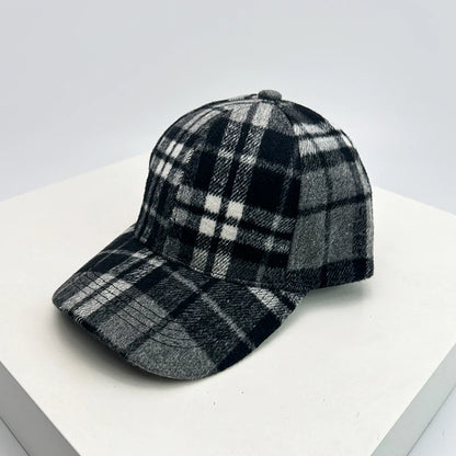 New Unisex British Style Plaid Color Block Baseball Hats