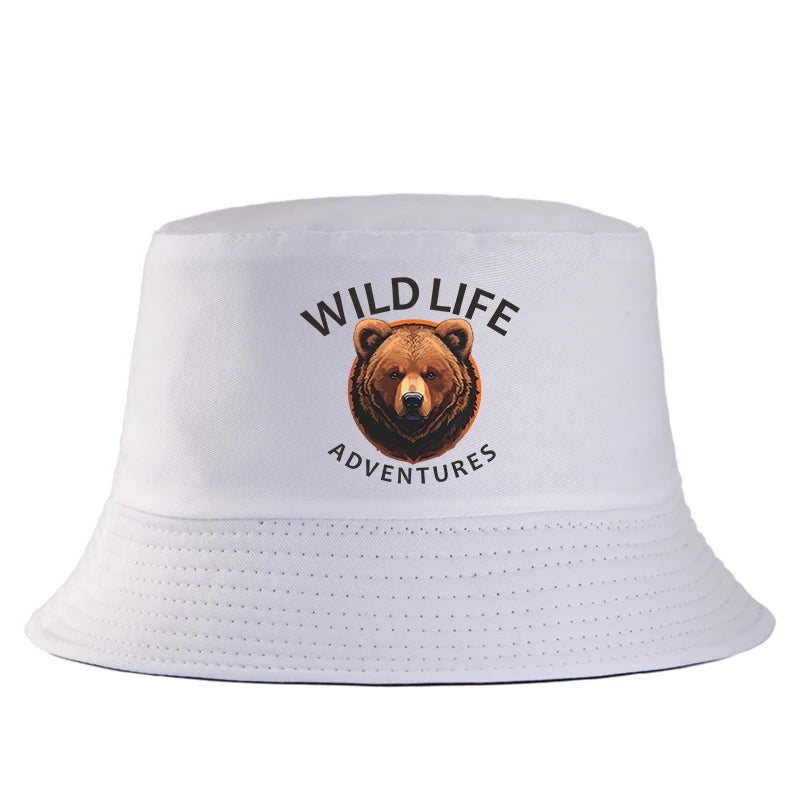 Wild Life Bear Print Bucket Hat Outdoor Sun Cap Men Women