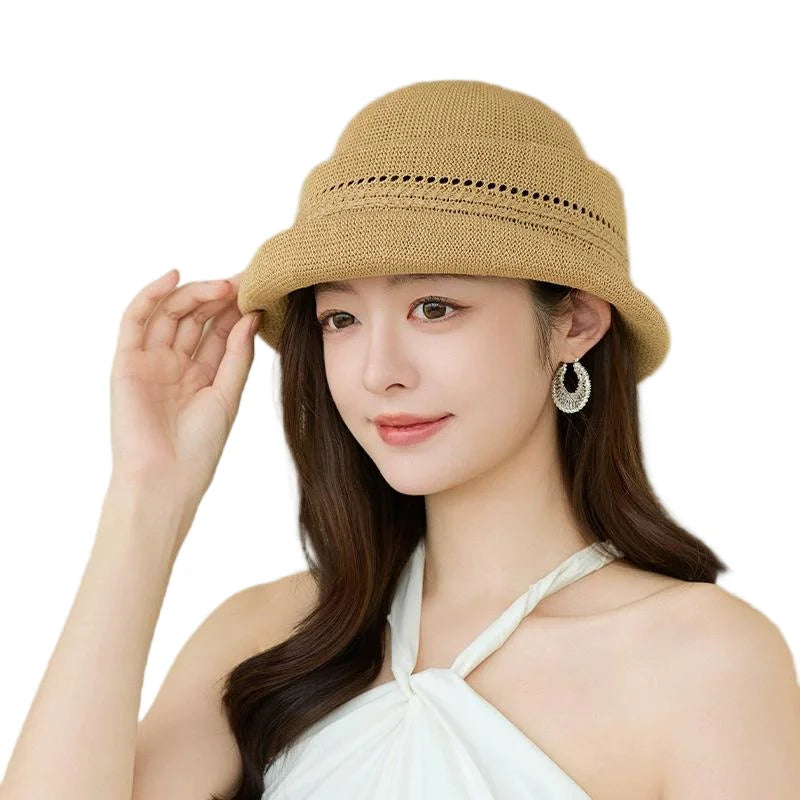 French-Style Hepburn-Inspired Metal-Trimmed Rolled-Brim Hat