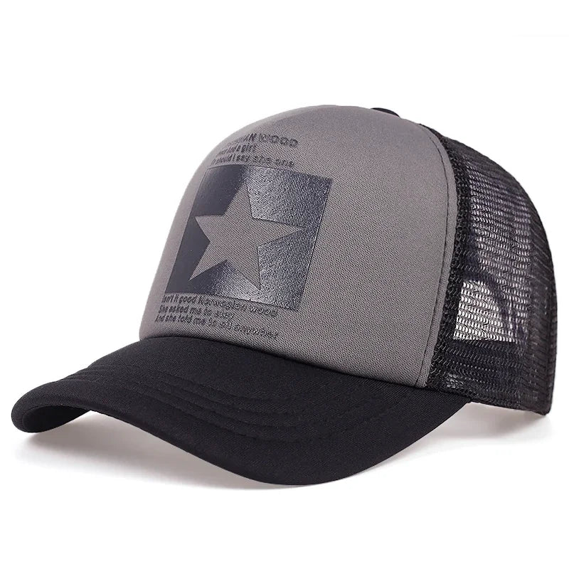 Unisfive-pointed Star Printed Baseball Cap Spring Summer Breathable Net Caps Men Women