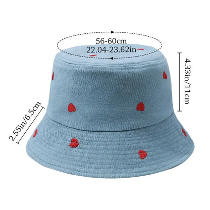 Summer Denim Bucket Hat UV Protection Wide Brim Sun Cap