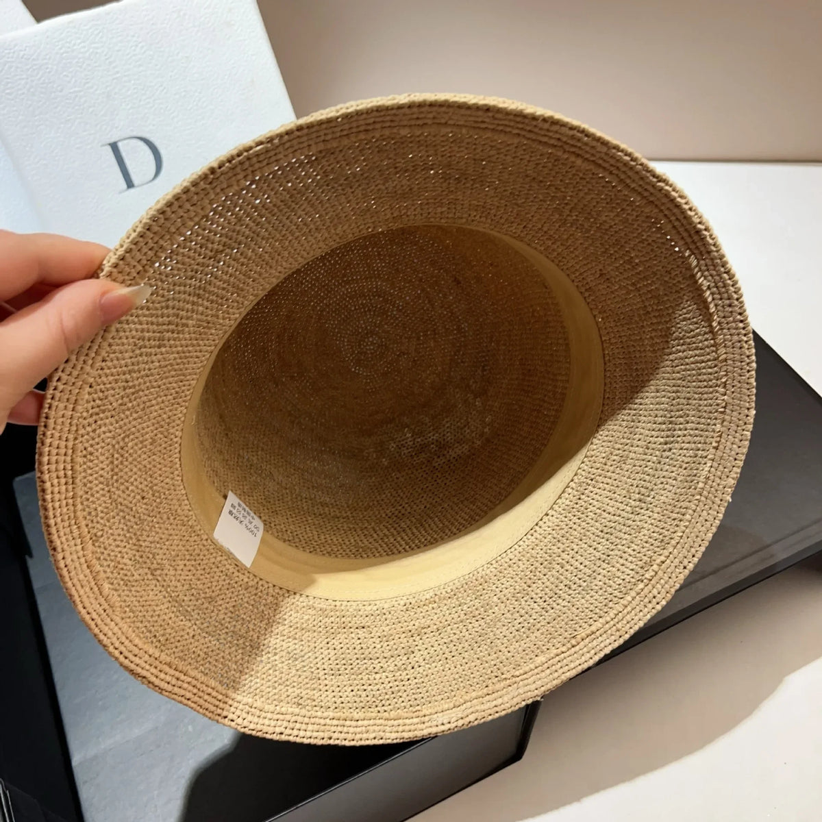 New Designer Raffia Straw Bucket Hat Women Beach Hat Female Korean Travel Sun Protection Breathable Fisherman Hat