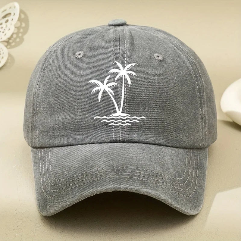 Vintage Palm Tree Print Design Baseball Cap Men Women