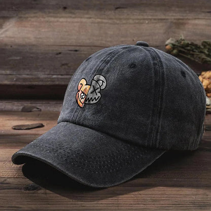 Fashionable Printed Violent Bear Washed Baseball Cap