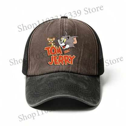 New Tom and Jerry Retro Hat Cartoon Baseball Cap Man Women Adjustable Baseball Hat Children Cute Sun Hat