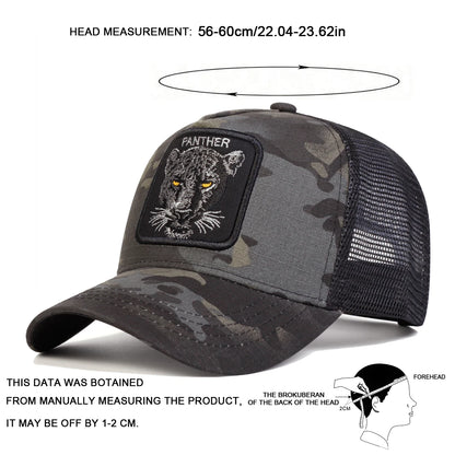 Unisex Panther Embroidery Baseball Net Caps Spring and Summer