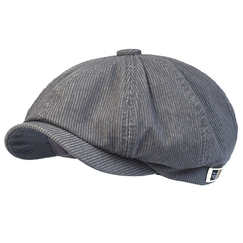 Stripe Newsboy Cap Peaky Casual Octagonal Hat
