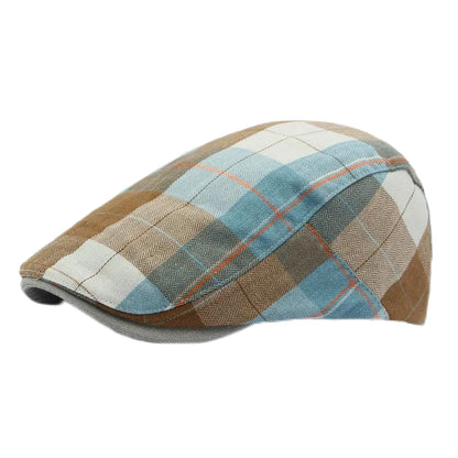 Spring Summer Dopamine Plaid Beret Duck Tongue Forward Hat
