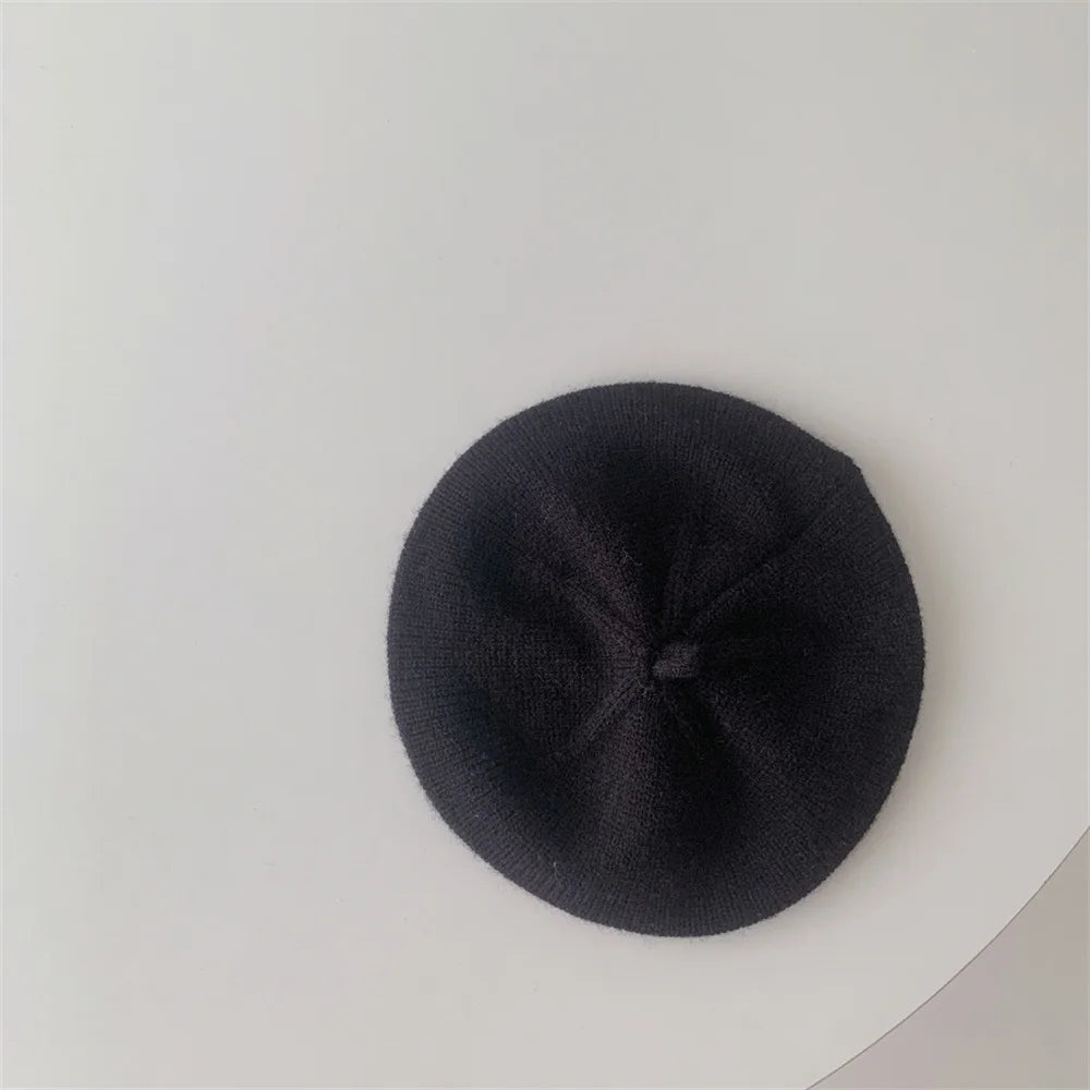 Fashion Baby Knitted Beret Hat Solid Color Children's Warm Hats