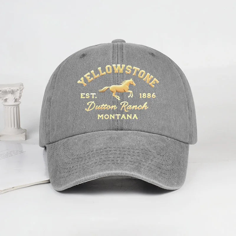 Yellowstone Horse Print Washed Baseball Cap Lightweight Breathable Adjustable Unisex Casual Cap