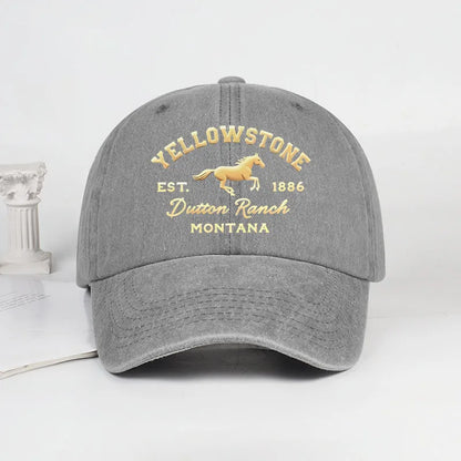 Yellowstone Horse Print Washed Baseball Cap Lightweight Breathable Adjustable Unisex Casual Cap