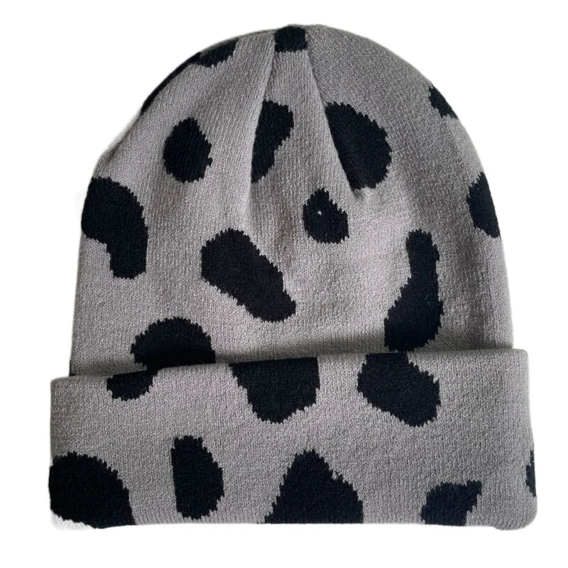 Winter Leopard Knitted Hats For Women Men Outdoor