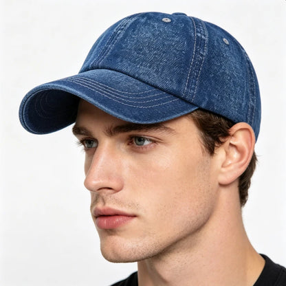 Washed Denim Unstructured Baseball Cap Solid Color Unisex