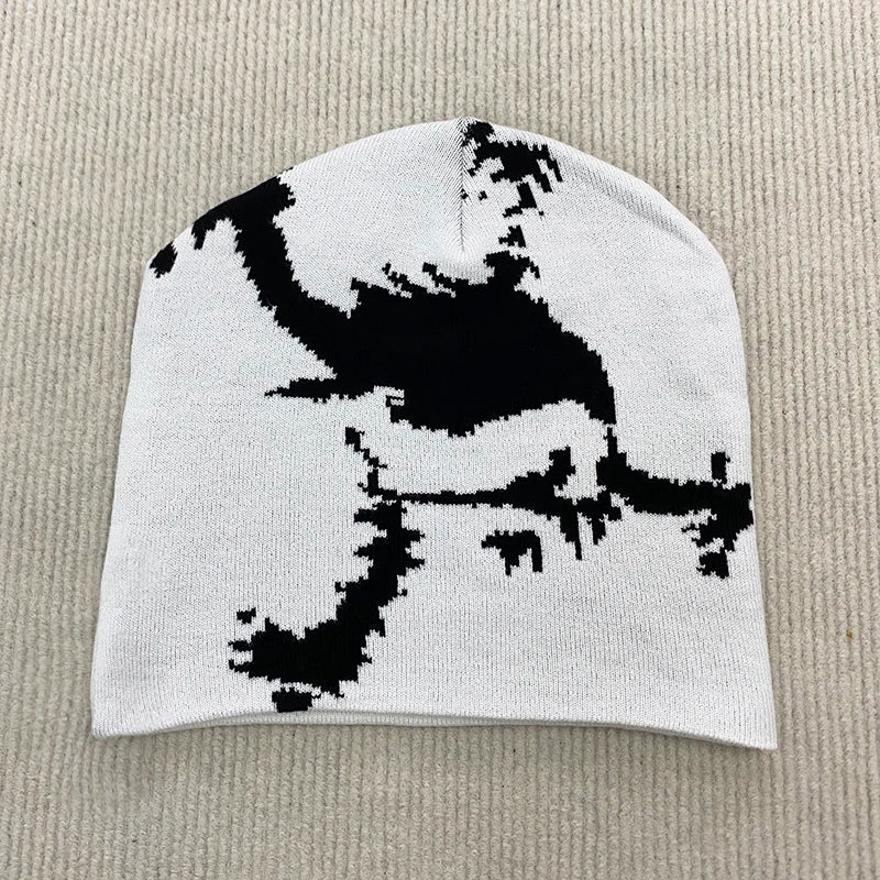Autumn Winter Fashion Skull Pattern Jacquard Knitted Hat