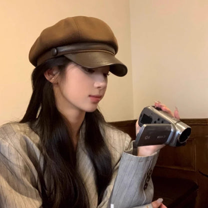 Autumn And Winter British Retro Newsboy Painter Hat